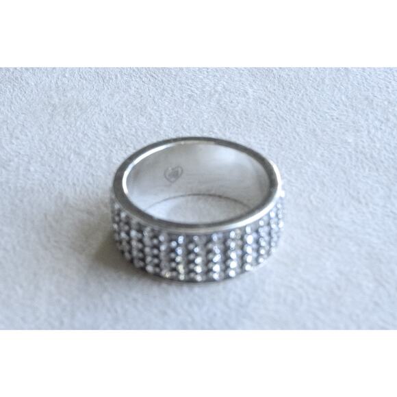 Brighton Meridian Ring Clear Pave Crystals Silver Plated Size 5.75 Band 5/16" - Picture 3 of 5